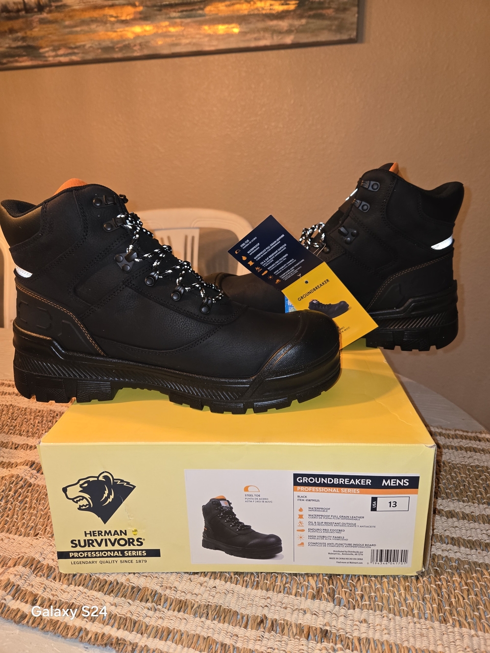 Herman Survivors Groundbreaker Mens Black Work Boots Steel Toe Sz 13 New Leather